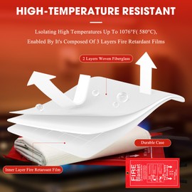 DOKIBI Emergency Fire Blanket, 6 Pack 40” x 40” Fiberglass Fire Suppression Fireproof Blanket with Double-Sided Silicone Coating for Home, Kitchen, Fireplace, Grill, Car, Office, Warehouse