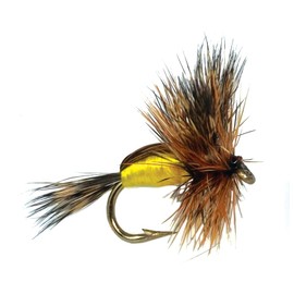 Creative Angler Humpy Classic Trout Dry Fly Fishing Flies - 1 Dozen. A Variety of Colors to Choose from - Green, Red, and Yellow (Yellow, 14)