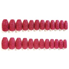 Nothing But Sparkle Glitter Ballerina Press-On Nails - 24 Pieces - Artificial Nail Kit (Ravishing Raspberry, Ballerina)