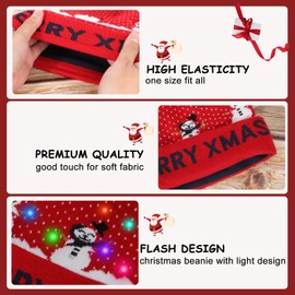 TAGVO LED Light Up Hat Beanie Knit Cap, Colorful LED Xmas Christmas Beanie
