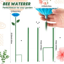 Tandefio 1 Pcs Bee Bath Watering Station 25 x 2. 6 Inch Metal Vivid Flower Bee Feeder in Garden Butterfly Feeder for Outside Colorful Butterfly Bath Bowl for Bird Thirsty Pollinators Yard(Blue)