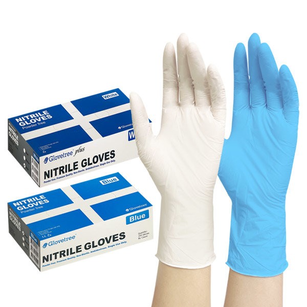 Happy Sale Gloves Trinitrile Gloves 100 Sheets White Blue SML/Latex
