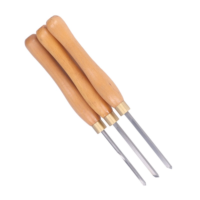 3Pcs Wood Lathe Turning Tool Chisel Beech Handle Steel Insert