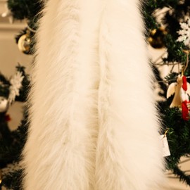 Tatuo White Faux Fur Christmas Tree Skirt Snow Tree Skirts for Christmas Holiday Decorations (50 cm)