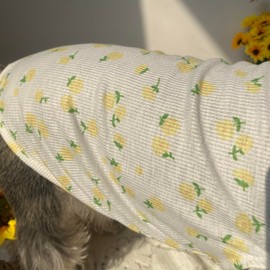 Summer Dog Cotton T Shirt Pet Tee Shirts Puppy Daisy Flower Prints Clothes Apparel for Small Dogs Cats