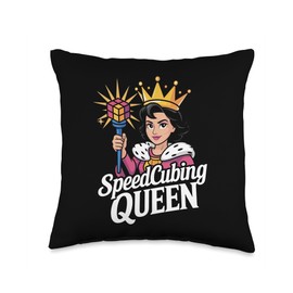 Speedcubing Queen Puzzle Champion for Nerd Girl Fans Throw Pillow