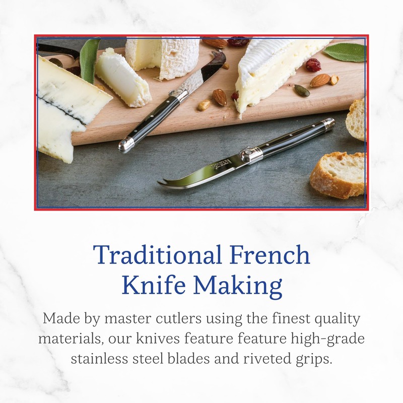 Jean Dubost Laguiole 3-Piece Cheese Knife Set, Stainless Steel Handles