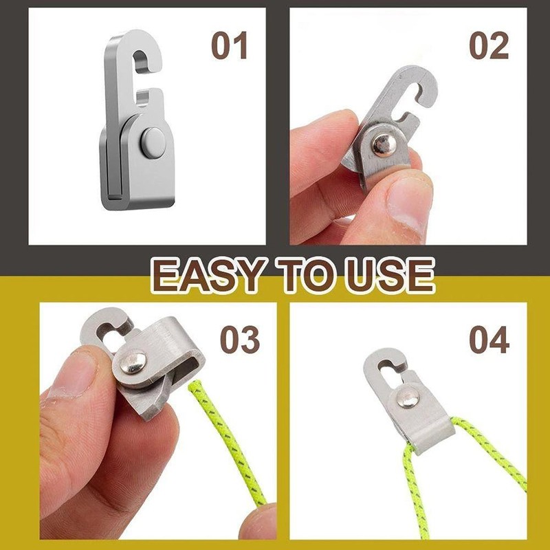 4PCS Automatic Lock Hook Self Locking Easy Tighten Rope Kit