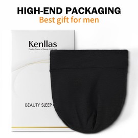 Kenllas Large Sleeping Bonnet for Men - Winter Adjustable Double Layer Silk Satin & Bamboo Cotton Cap for Dreadlock Braid Hair Care Black