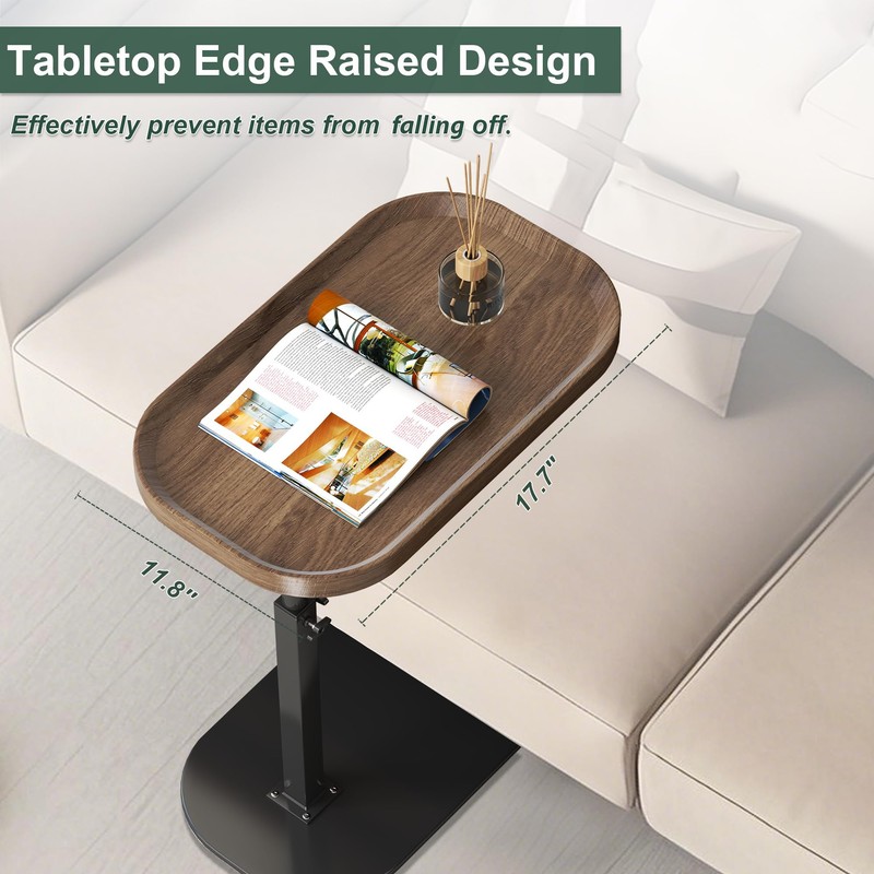 YunMeoCool Adjustable Height C Shaped Side Table, Couch Tables That