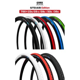 GORIX Road Bike Tire 700×23C or 700×25C or 700×28C Cycling Bicycle (Gtoair) (700×23c, All Black(1 Tire))