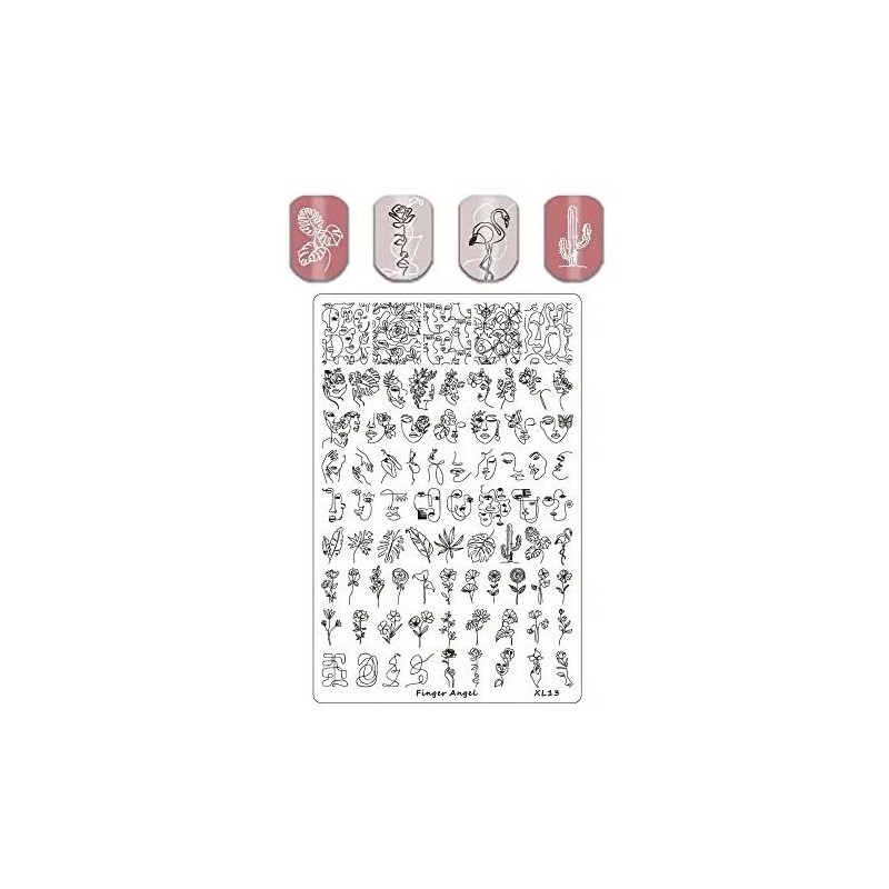 Finger Angel Placas Estampadoras 4pcs Nail Art Con Organizador Xl11-14