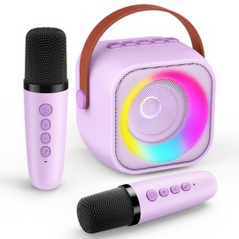 Geschenk Mädchen 3-10 Jahre, Bluetooth Karaoke Maschine mit 2 Mikrofon Kinder Spielzeug Mädchen, Drahtloses Mini Karaoke Maschine Spielzeug Geschenke für Mädchen Junge