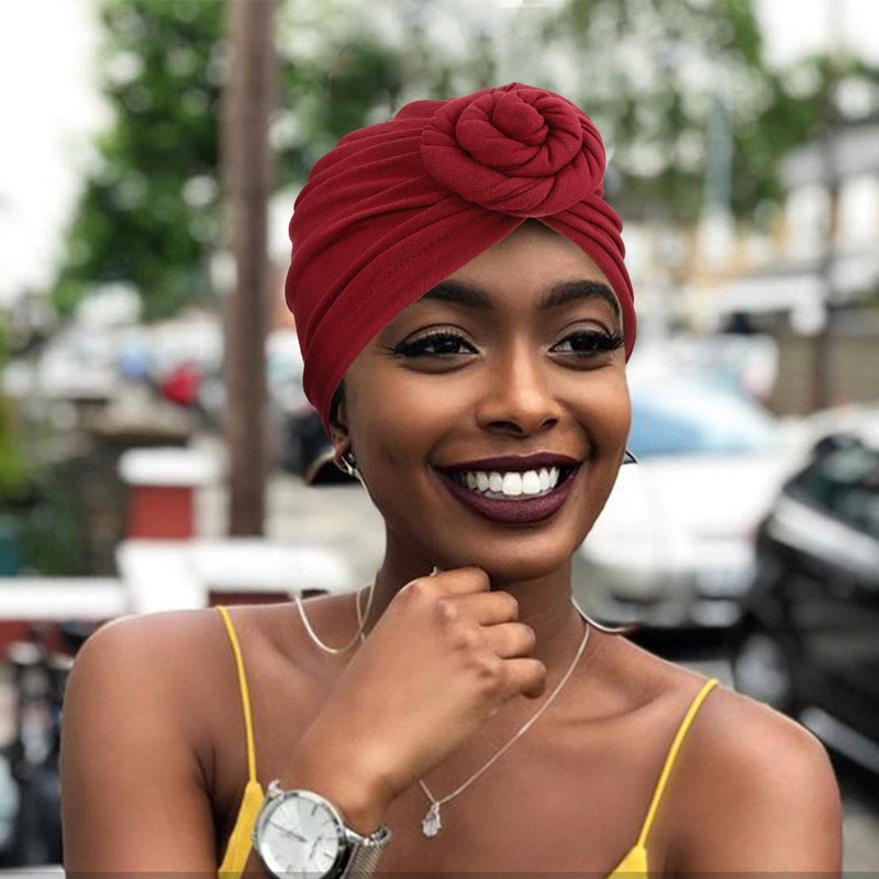 DRESHOW 5 Pack Knotted Headwraps for Women African Turban Pre-Knotted