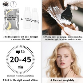 Hair Bleach Powder,High Performance Up to 8 Levels of Lift for Hair Highlights & Lightening(45g/1.59oz)