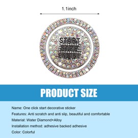 Dogary 2 PCS Car Rhinestone Engine Start Ring Decals, Scratchproof Engine Switch Protective Sticker, Stylish Decoration Perfectly Fits Starter Button, for Most Cars (Multicolored)