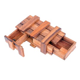 NOVICA Artisan Handmade Wood Puzzle Raintree Game Brown Woodglass Thailand Chess Sets Games Puzzles [Box 1.9in H x 5.5in W x 3.2in D 0.5in H x 0.5in W x 0.5in D] ' Double Magic'