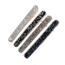 LOHGOU 4 Pcs Rhinestone Hair Clips for Women Girls, Sparkly Crystal Hair Clip Barrettes Hairpins Hair Accessories for Wedding, Party, Everyday (A)