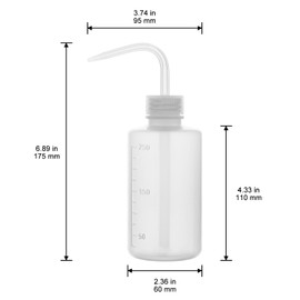 XCD Plastic Wash Bottle with Measurement, 2-Pack Chemical Wash Bottle LDPE Plastic Safety Lab Squeeze Wash Bottle with Narrow Mouth, 250 ml (8 oz)
