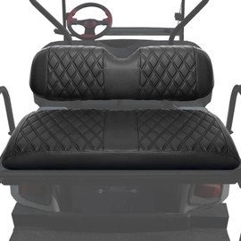 LEAPGOMAX Golf Cart Rear Seat Covers for EZGO Club Car Yamaha Aftermarket Rear Seat Only-Thick Vinyl Leather with Custom Diamond Design Comfortable/Anti-Scratch/Anti-Fading/Easy to Install