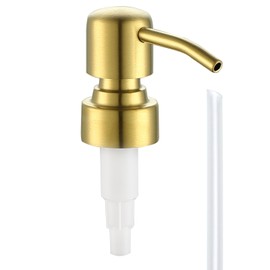 AUNRGO Gold Soap Dispenser Pump Replacement - Brushed Finish 304 Stainless Steel Hand Liquid Soap and Lotion Dispenser Pumps Replacement for Regular Mouth Bottles, Standard 28/400 Neck Size