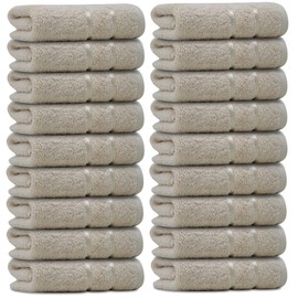 Towelogy Face Cloths Set Of 20-33x33cm - 100% Cotton Flannel Premium Quality Washcloths Highly Absorbent Perfect for Hotel Gym Spa Salon Bathroom Face Towels (20, Coffee)