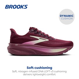 Brooks Women’s Ghost 17 Neutral Running Shoe - Burgundy/Pink/Green - 8 Medium