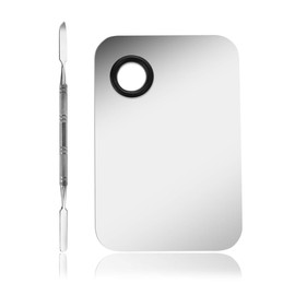 Witbicg Make Up Mixing Palette, Makeup Spatula Palette, Stainless Steel Cosmetic Spatula for Nail Art, Eyeshadow, Eyelashes, Make-Up, Professional Pigment Mix, Lightweight, Easy to Clean (11.5 x 7.5 cm)