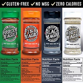 Mis Rubins Gourmet Seasoning Variety Pack - (5 Oz Bottles) Black, White, Creole & Fish Magic Seasoning - Gourmet Spices Gift Set