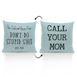 ZJSYXXU Call Your Mom Blue 20 x 20 Pillow Cover, Funny Throw Pillows for Couch, College Dorm Room Decor, Son Daughter Graduation Gift