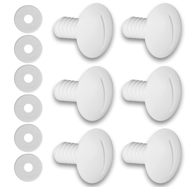 Tiardey Plastic Wheel Screws for Polaris Pool Cleaner 180/280 with Extra 6 pcs Washers Pool Cleaner Replacement Parts C55 C-55, White