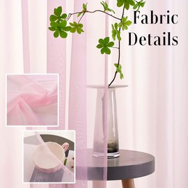 TOAVA DECO Pink Sheer Voile Curtains Translucent Solid Color Window Treatment 84 Inches Long Panels Rod Pocket Baby Pink Sheers for Bedroom Girls 2 Panels Set 52x84