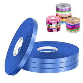POPOYU Pack of 4 Navy Blue Ribbon for Balloons, 5 mm x 50 m Polyester Satin Ribbon, Gift Ribbon, Fabric Ribbon, Silk Ribbons for DIY Art, DIY Crafts, 200 m Dark Blue Ribbon for Balloons