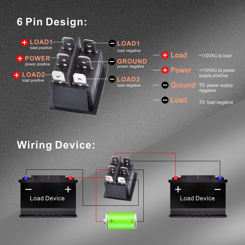 APIELE 3Pcs 3 Position Rocker Toggle Switch DPDT 6 Pin