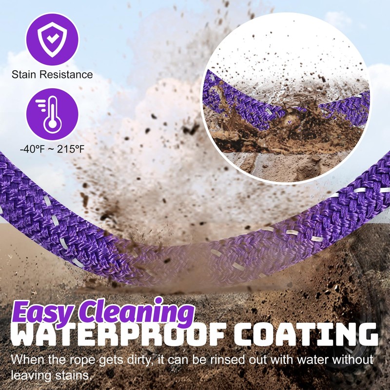Kinetic Energy Recovery Rope 1" x 30ft,with Soft Shackle and