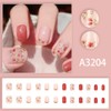 Flower Press on Nails Short Square Red Fake Nails with