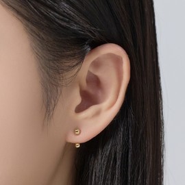 Gold&Deer 14K Goldfield Two-Way Double Ball Point Earrings Rose Gold / 골드앤디어 14K 골드필드 투웨이 더블 볼 포인트 귀걸이 로즈골드