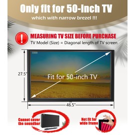 IC ICLOVER Outdoor TV Cover 50 inch, 600D Heavy Duty Waterproof TV Protector with 3 Sides Full Zipper, Fits up to 46.5" W×27.5" H, Weatherproof Outside Television Covers Enclosure for Flat Screen TVs