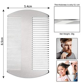 Boao 2 peines de metal para el cabello para mujeres y hombres, peine de acero inoxidable para barba, bigote, tamaño de tarjeta de crédito, cartera par