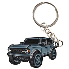 LAINLOY Bronco Car Keychain, Car Fob Cover Cool Mods Accessories, 4-Door Car Key Fob Holder Compatible with Ford Bronco 2021 2022 2023 (Gray)