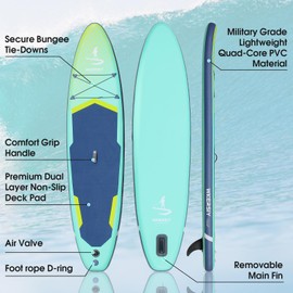 11”32“6 Premium Inflatable Stand Up Paddle Boards with Durable SUP Paddle Board Accessories Wide Stable Design Includes Backpack Required Parts Non-Slip Comfort Deck for Youth & Adults