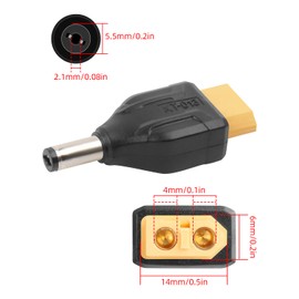 RIIEYOCA XT60 to DC5521 Connector,XT60 Female to DC 5.5mm X 2.1mm Male Wireless Adapter for RC car,FPV Drone,LiPo Battery,Laptop Power Supplies, etc(2pack)