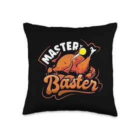 InGENIUS Funny Thanksgiving Shirts & Gifts Master Baster Turkey Day Happy Thanksgiving Funny Throw Pillow, 16x16, Multicolor