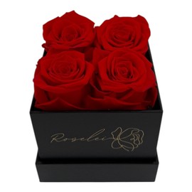 Roselei Rose Box - 4 Real Infinity Roses, Preserved Rose, Eternal Rose, Romantic Gift, Flowers, Anniversary, Valentine's Day, 3 Year Shelf Life (Red)