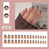 Black French Press On Glossy Nails with Gold Lines Design
