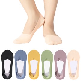 6 Pairs No Show Socks for Women Invisible Low Cut Ultra Socks Non Slip Cotton Liner Socks