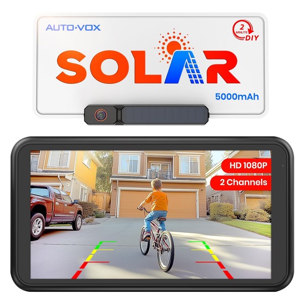 AUTO-VOX Solar Wireless Backup Camera with 5" 1080P Monitor: 5000mAh
