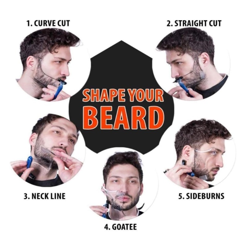 2 Pack | Beard Stencils for Goatee, Sideburns, Neck, Moustache