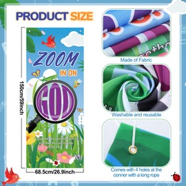 Tegeme Vbs 2025 Amplifying Decorations Vbs in on God Polyester Door Banner Religious Amplifying Door Covers for Sunday School Party Decorations Supplies