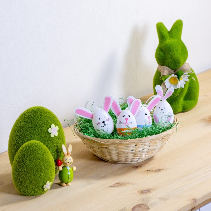 com-four® Easter Eggs in Bright Colours and Designs with Ribbon